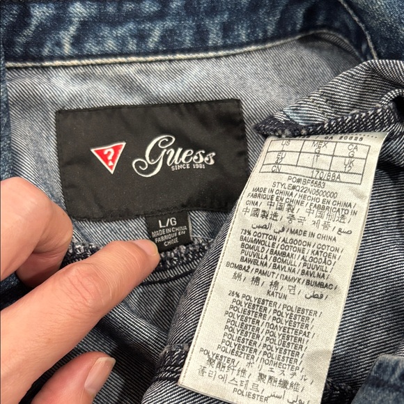 427. Guess Denim Short-Sleeve Blazer Jacket - Dark Blue Wash - Picture 3 of 3